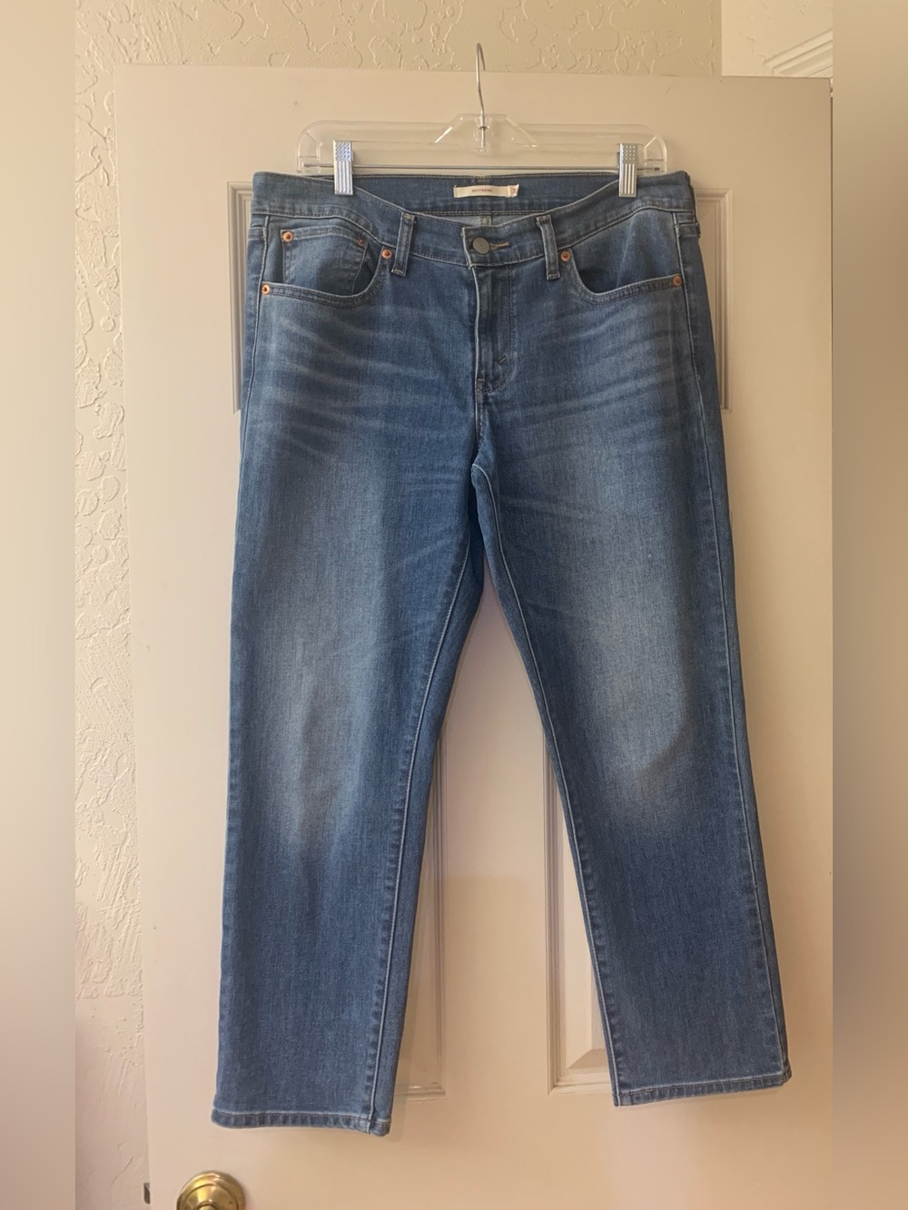 Levi's Women’s Boyfriend Cut Straight Leg Mid-Blue Denim Jeans